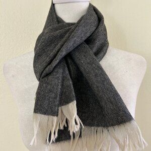 Ermenegildo Zegna 100% Cashmere Gray Solid Scarf Made In Italy